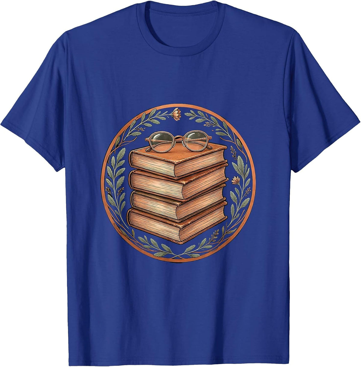Men's English Teacher Classic Novels Reading Glasses Graphic T-Shirt - Royal Blue
