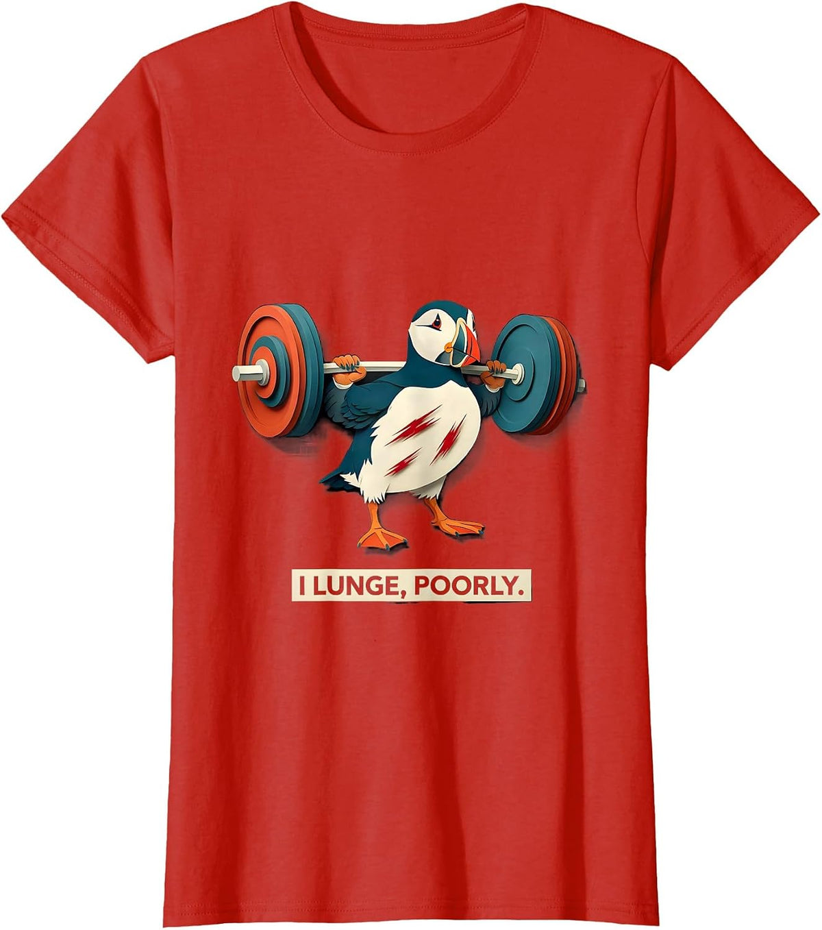 I Lunge Poorly Funny Gym Workout Weightlifting Humor T-Shirt - Red