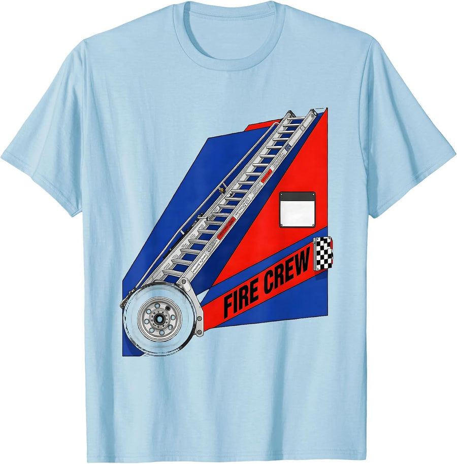 FIRE CREW Racing Livery Firefighter Department Pride Humor T-Shirt - Baby Blue