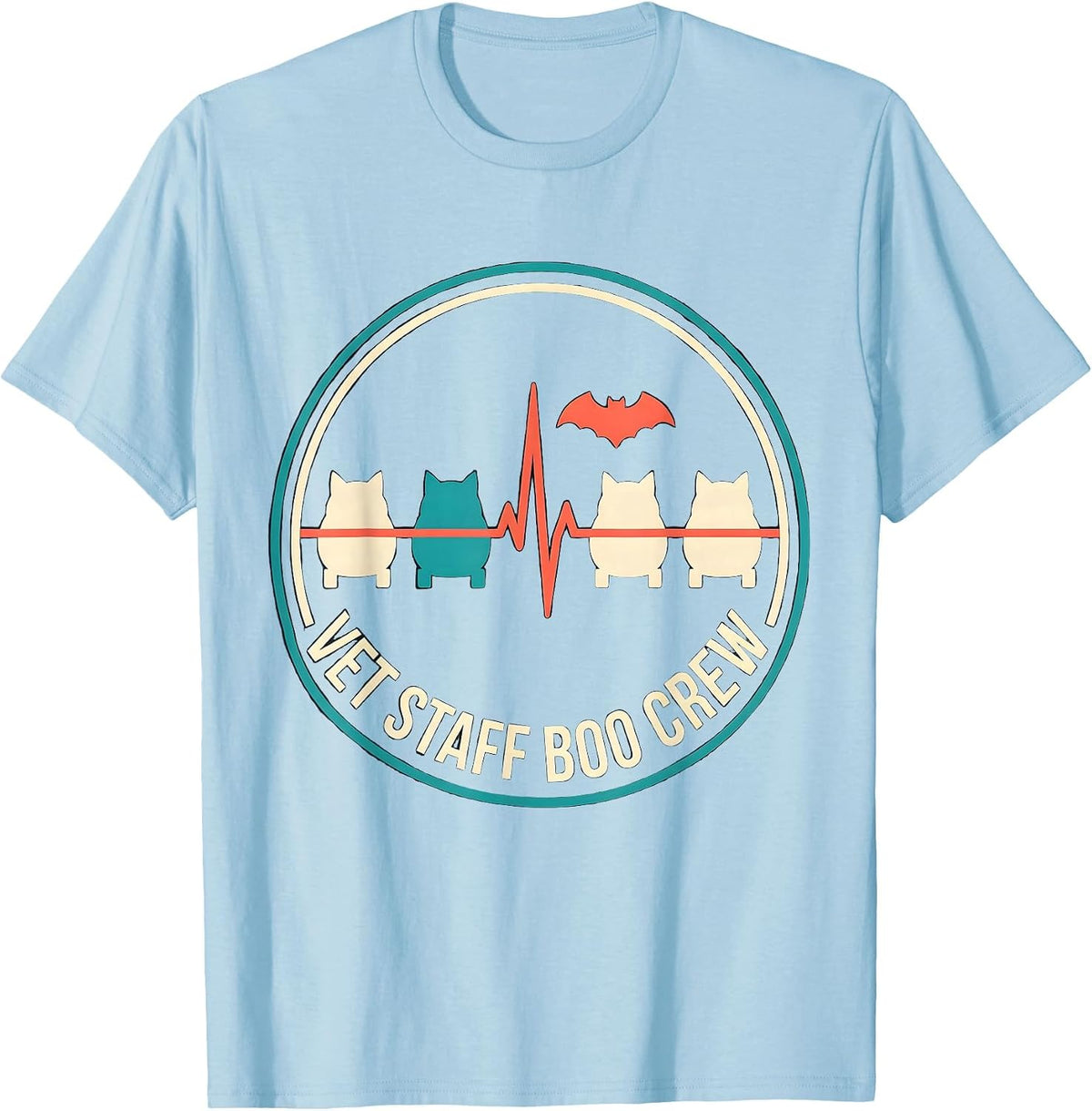 Men's Vet Staff Boo Crew Funny Vet Tech Halloween Season T-Shirt - Baby Blue