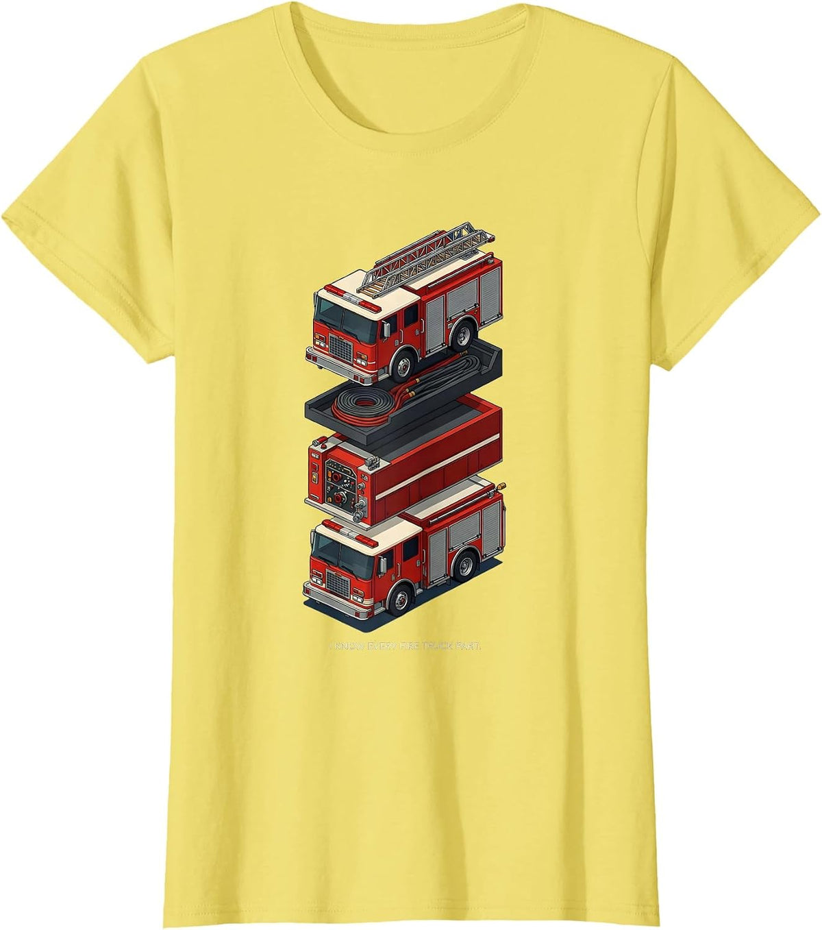 I Know Every Fire Truck Part Kids Firefighter Fire Truck 3rd T-Shirt - Lemon Yellow