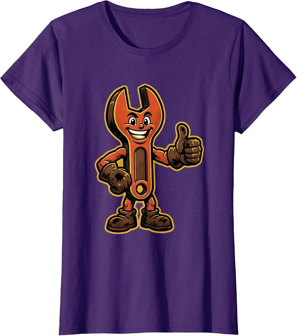 Women's Grease-Stained Wrench Grip Mechanic Graphic T-Shirt - Purple
