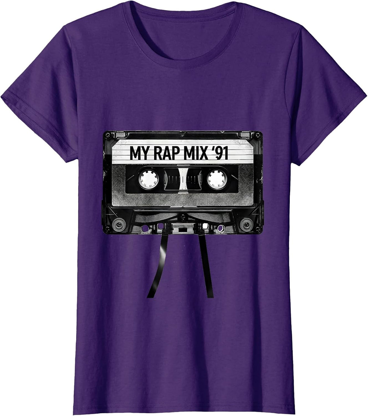 Women's My Rap Mix '91 Retro Cassette Hip Hop Nostalgia Mixtape T-Shirt - Purple