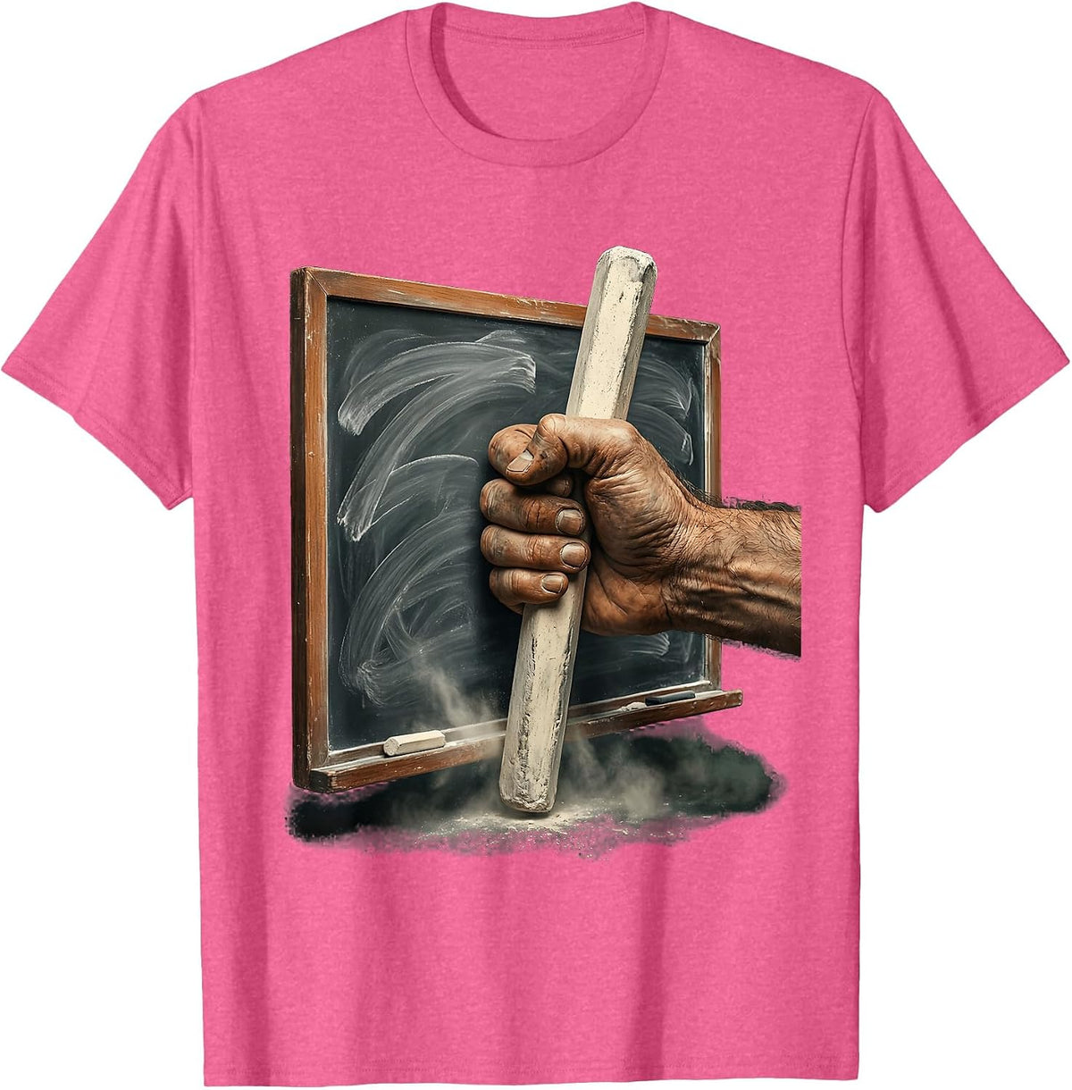 5th Grade Teacher Chalkboard Chalk Illustration T-Shirt - Pink Heather