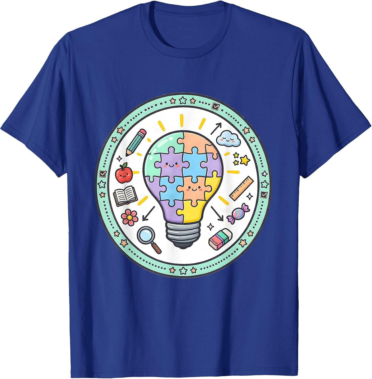Play Is Learning Puzzle Lightbulb Teacher Design T-Shirt - Royal Blue