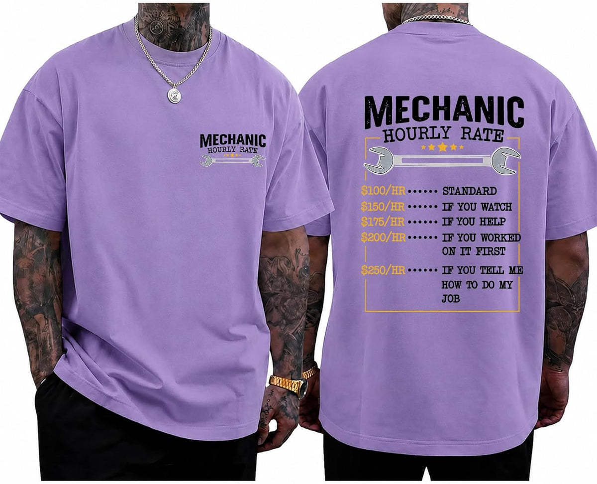 Mechanic Hourly Rate Shirt Mechanic Shirt Labor Day T-Shirts for Men - Crewneck Purple-1