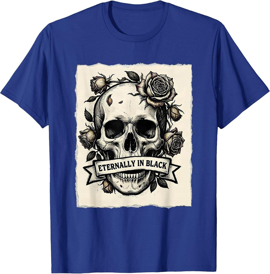 Eternally In Black Goth Dark Aesthetic Design T-Shirt - Royal Blue