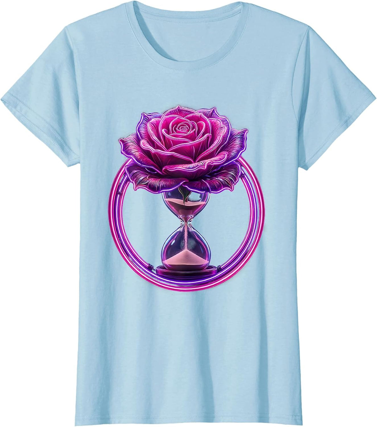Women's 21st Birthday Blooming Rose Hourglass Design T-Shirt - Baby Blue