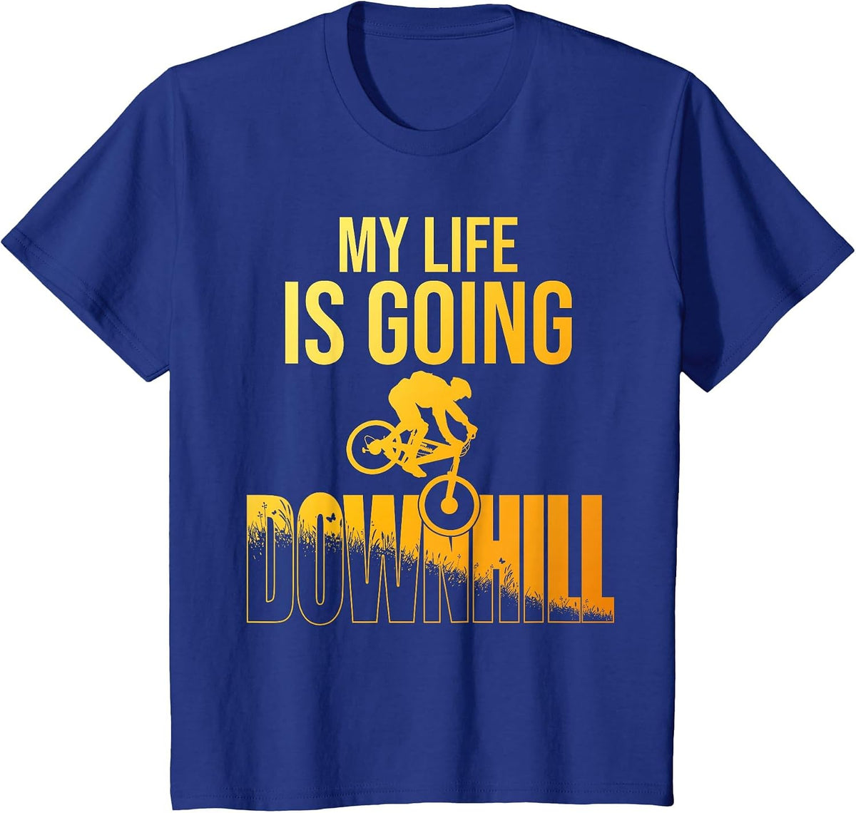 Cool Mountain Bike Art for Men Boys Downhill Mountain Biking T-Shirt - Royal Blue