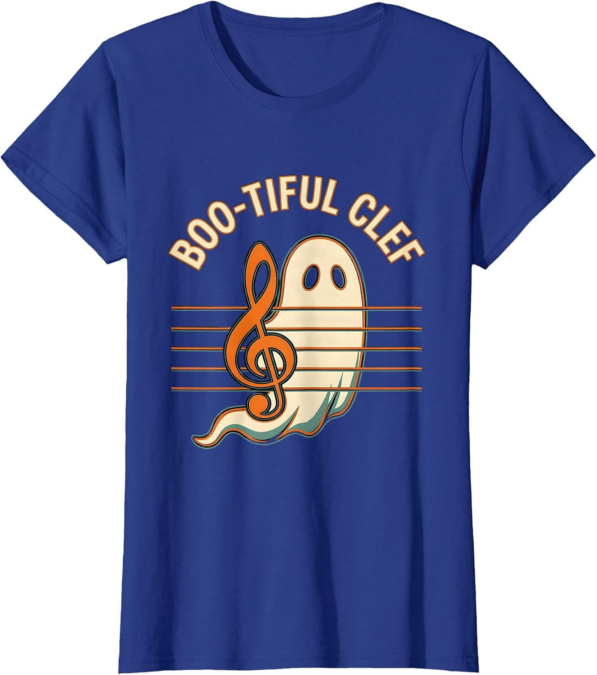 Women's Boo-tiful Clef Funny Music Teacher Halloween Costume T-Shirt - Royal Blue