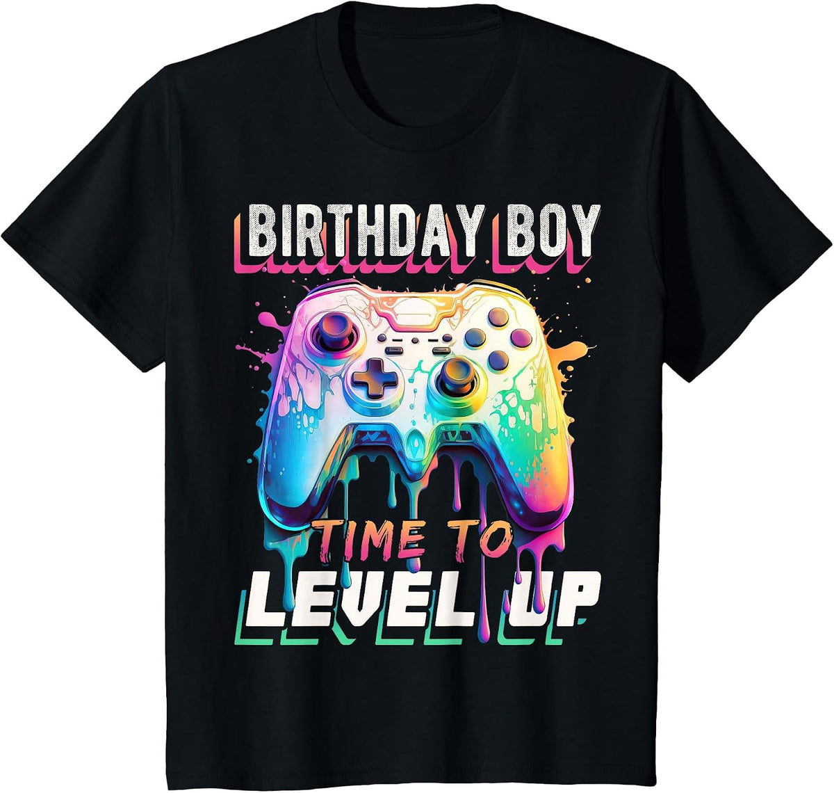 Birthday Boy Time to Level Up Video Game Birthday Party Boys T-Shirt - Black