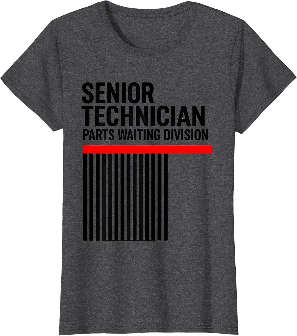 Women's Senior Technician Parts Waiting Division Funny Mechanic T-Shirt - Dark Heather Grey