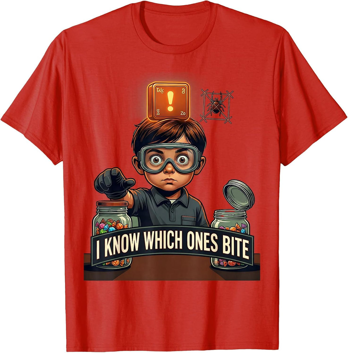 Men's I Know Which Ones Bite Funny Periodic Table Chemistry T-Shirt - Red