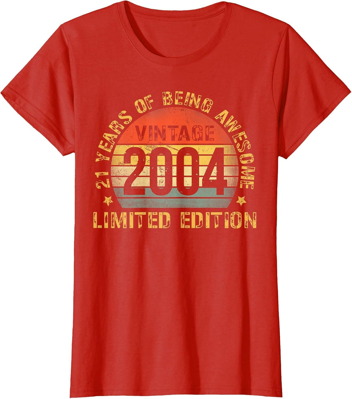 21 Year Old Bday Decorations Men Boy 21yr 2004 21st Birthday T-Shirt - Red