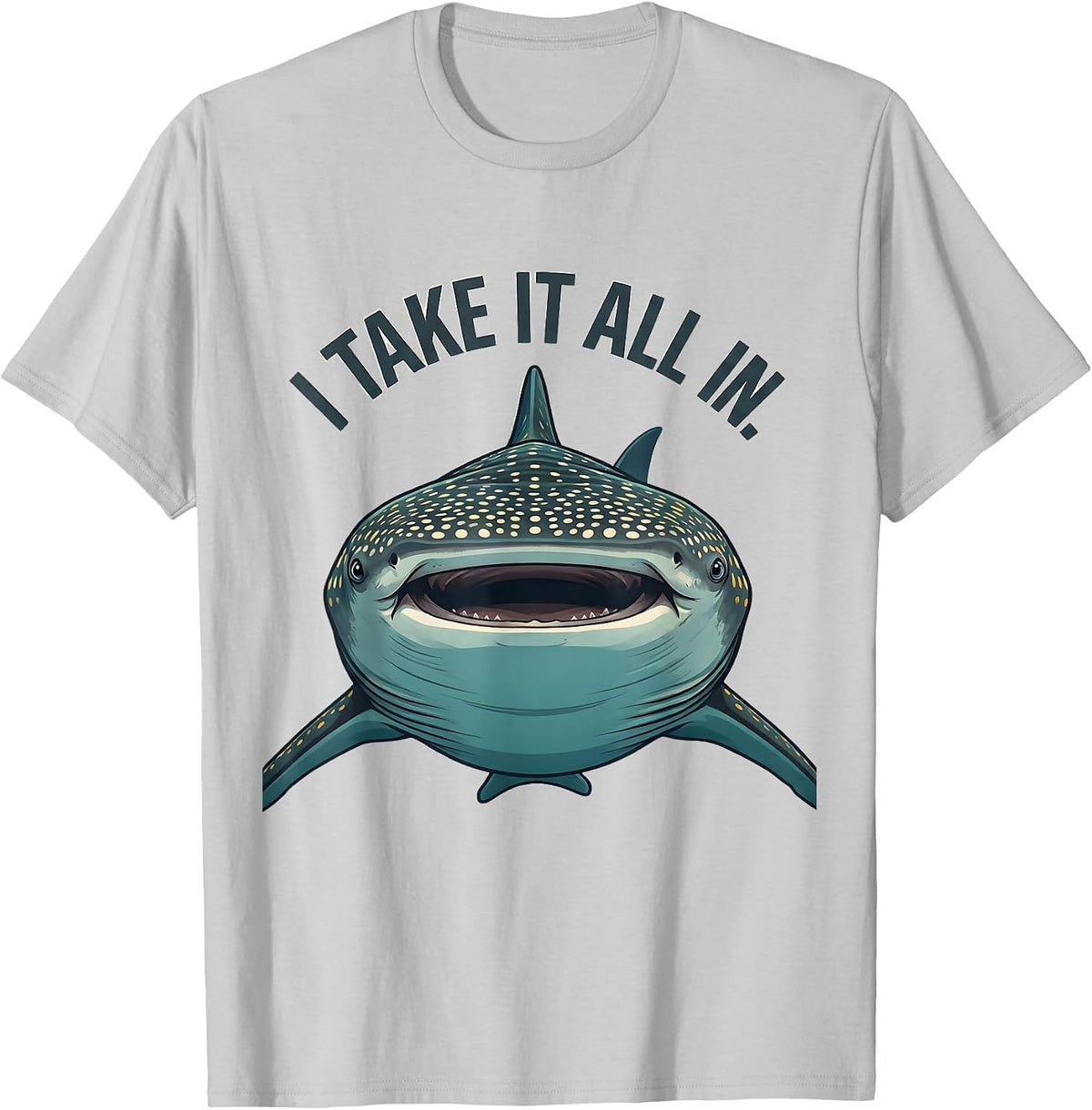 Men's I Take It All In Midcentury Modern Whale Shark Marine T-Shirt - Silver Grey