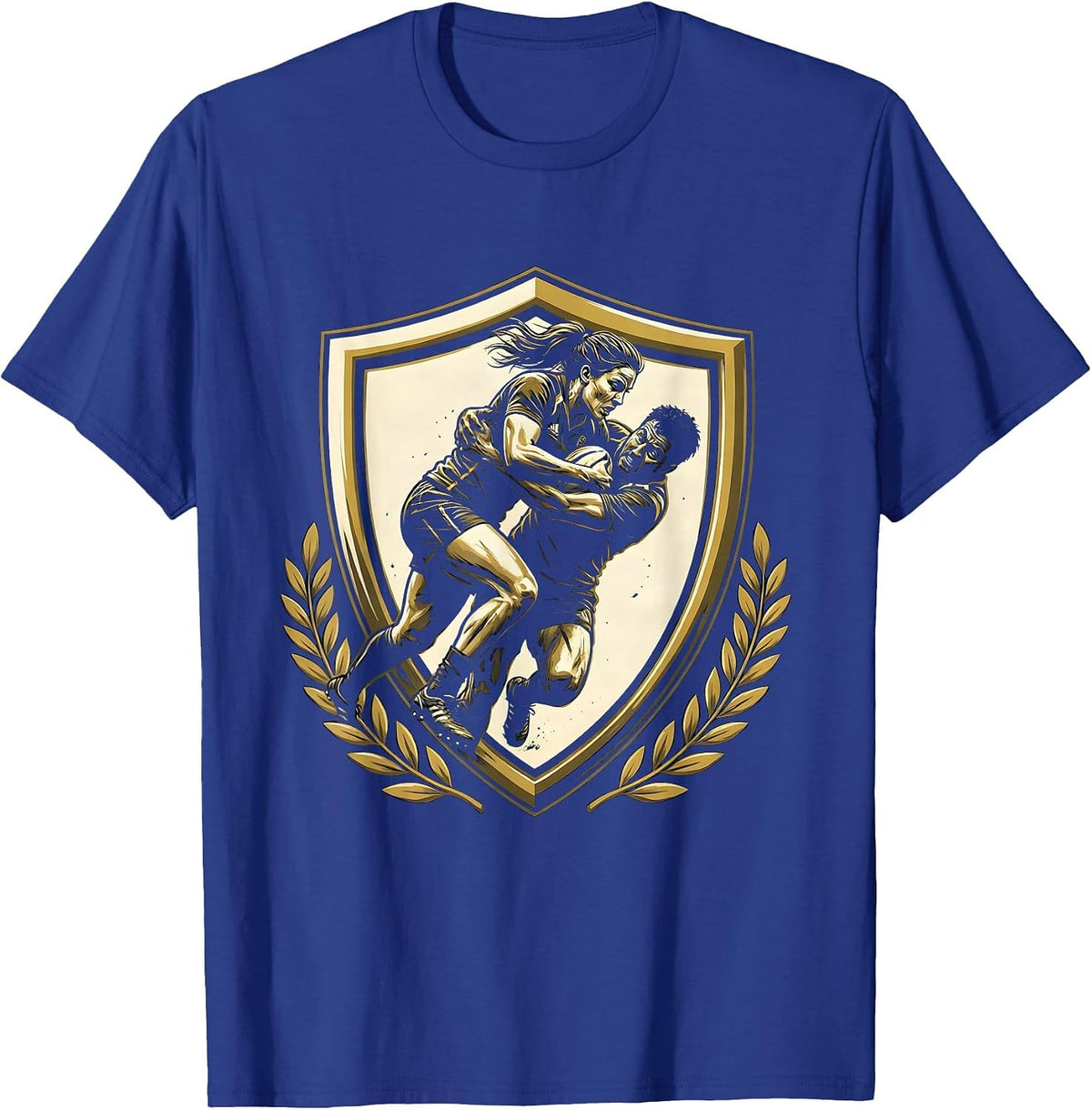 Rugby Tackle Power Graphic Design T-Shirt - Royal Blue