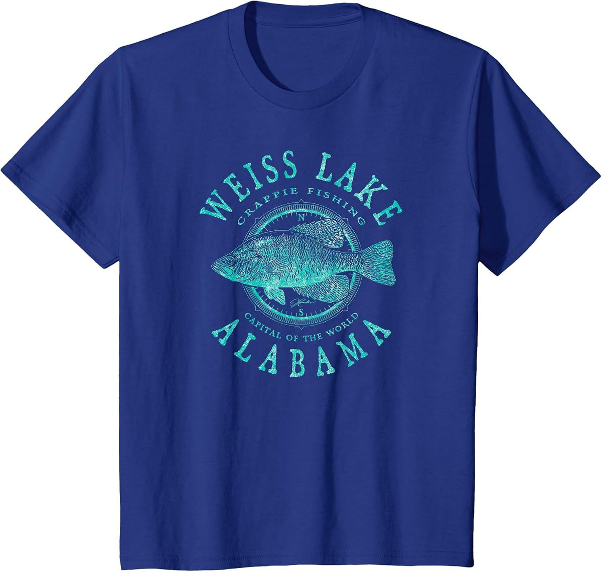 JCombs White Lake, Alabama, Crappie Fishing T-Shirt - Royal Blue
