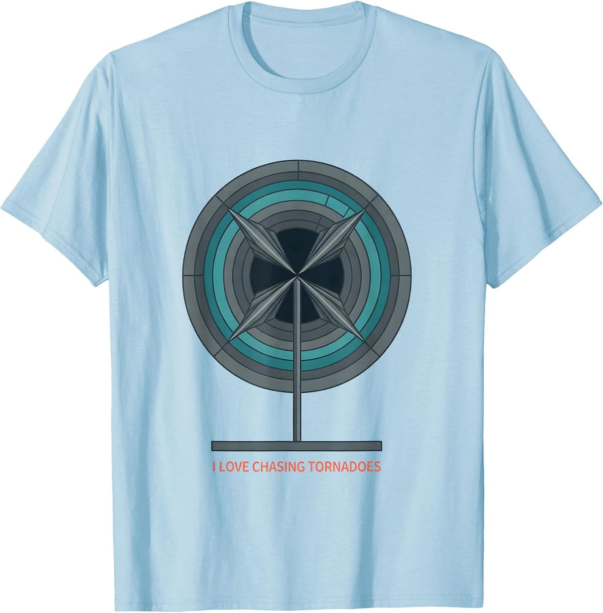 Men's I Love Chasing Tornadoes Flat Vector Meteorology Enthusiast T-Shirt - Baby Blue