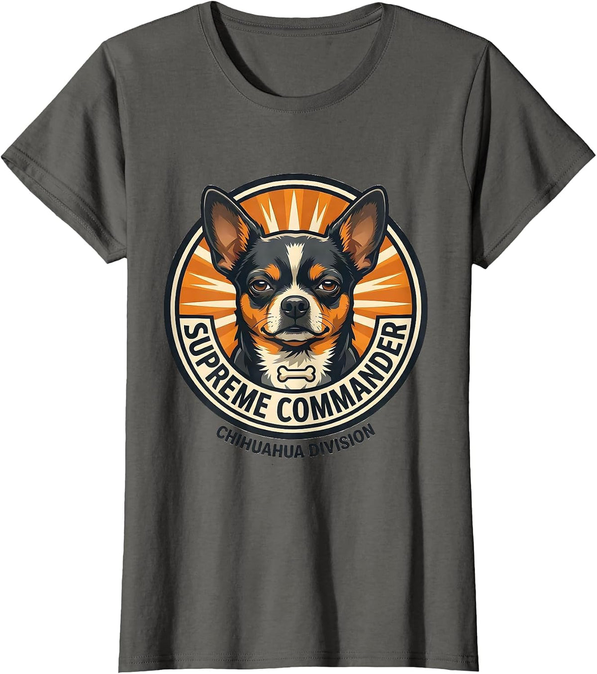 Women's Supreme Commander, Chihuahua Division Funny Dog Meme Breed T-Shirt - Asphalt Grey