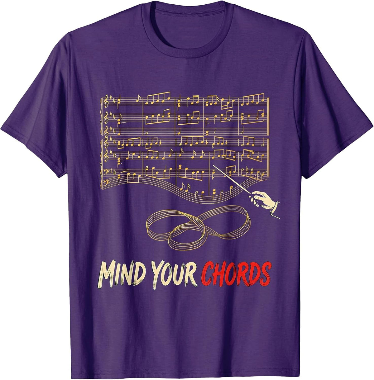 Mind Your Chords Funny Music Teacher Gift Band Humor T-Shirt - Purple