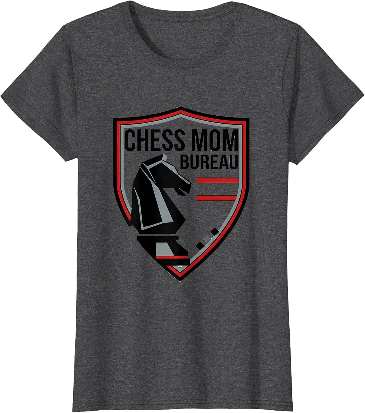 Women's Chess Mom Bureau Funny Mom Humor Mothers Day T-Shirt - Dark Heather Grey