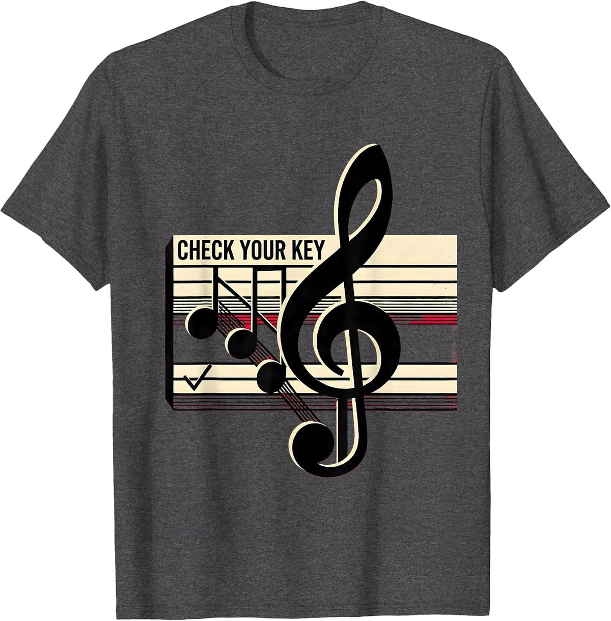 Men's Check Your Key Funny Music Teacher Gift Idea T-Shirt - Dark Heather Grey