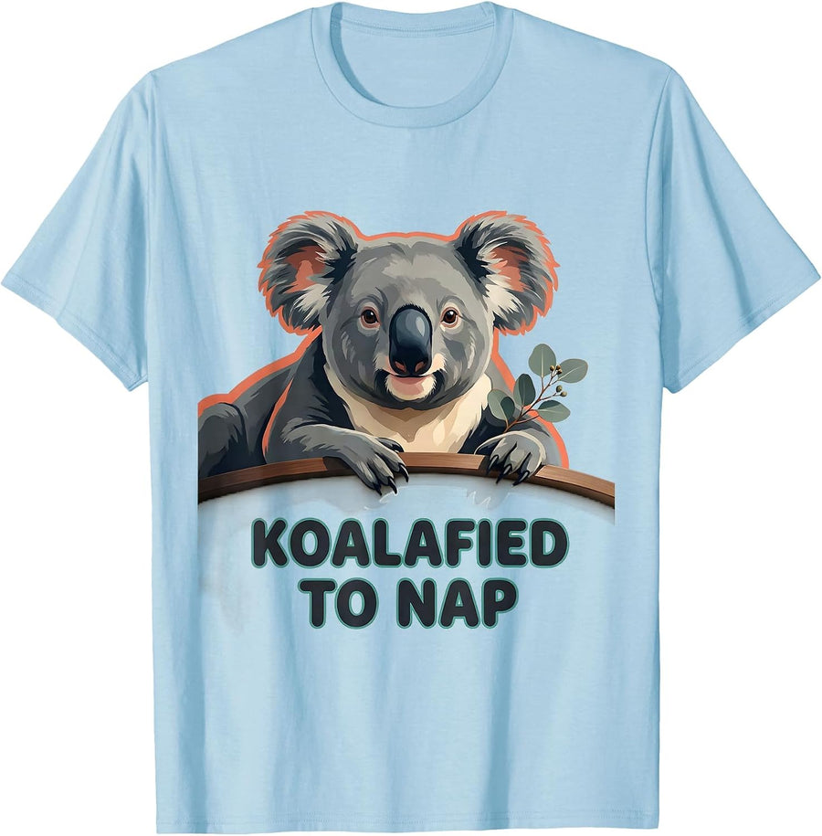 Men's Koalafied To Nap Funny Koala Lover Animal Pun Humor T-Shirt - Baby Blue