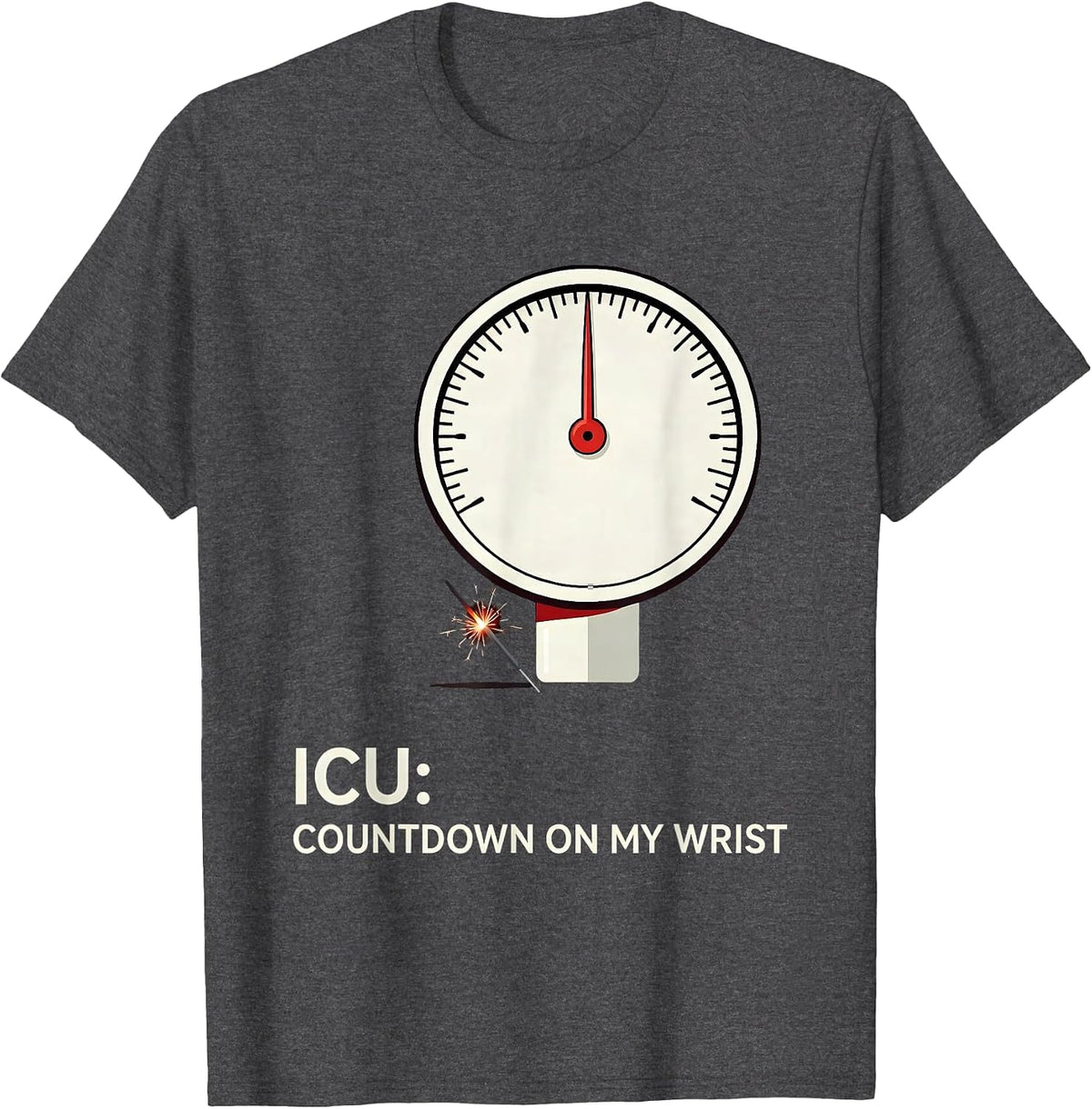 Men's ICU Countdown On My Wrist Funny Nurse Crew New Year Eve T-Shirt - Dark Heather Grey