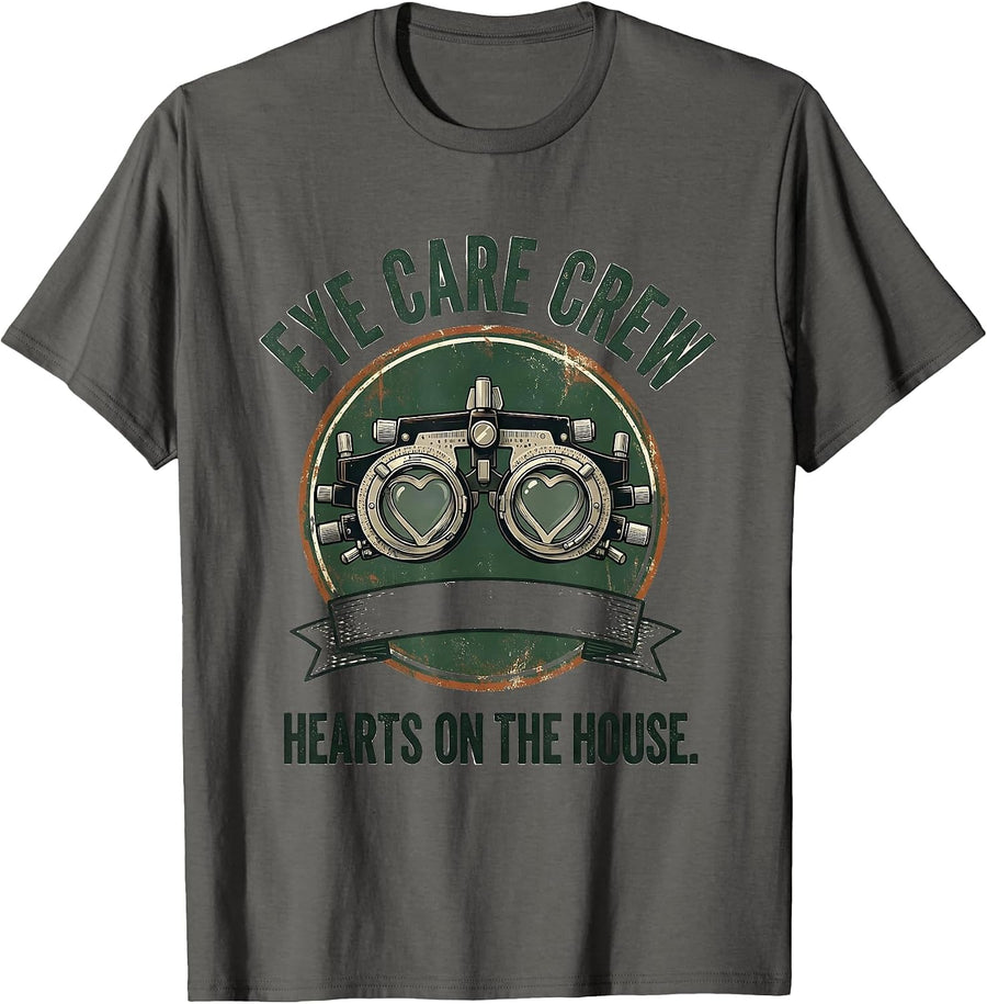 Eye Care Crew Hearts On The House Vintage Optometrist T-Shirt - Asphalt Grey