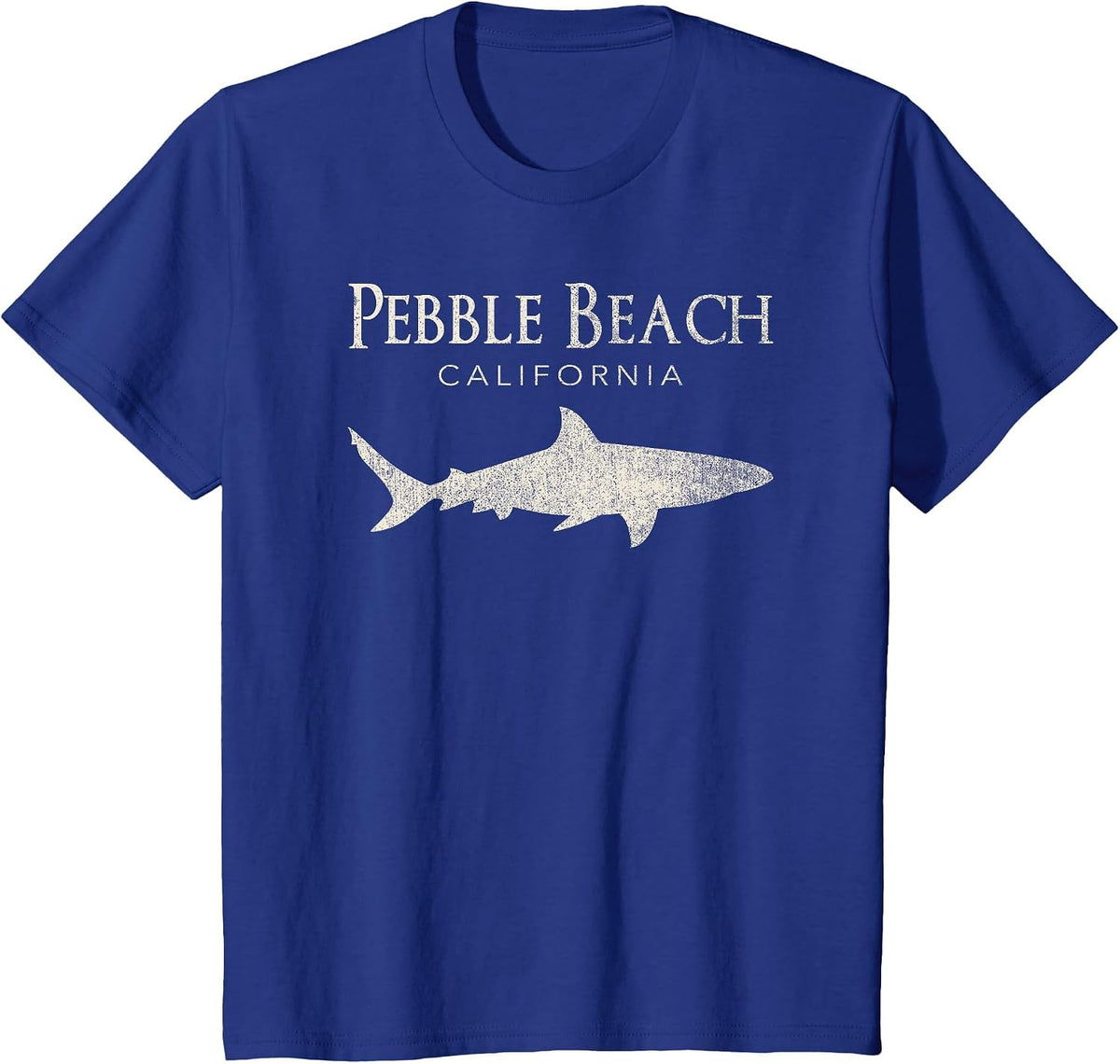 Retro Pebble Beach CA Shark Tee T-Shirt - Royal Blue