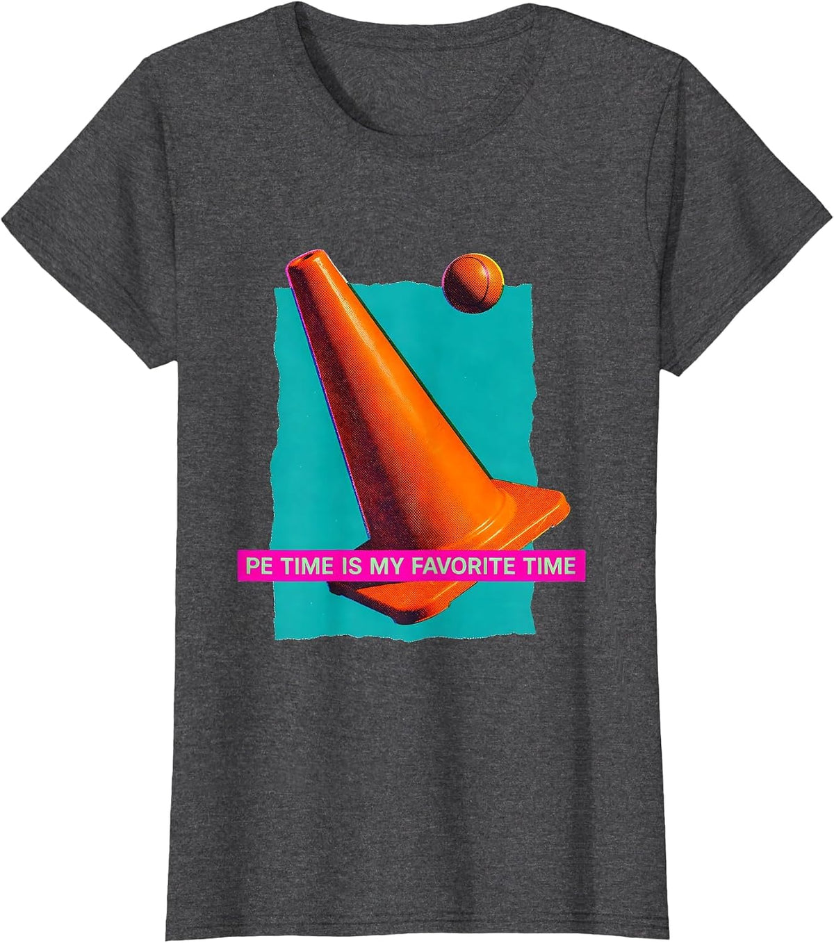 Women's PE Time Is My Favorite Time Funny PE Teacher Back To School T-Shirt - Dark Heather Grey