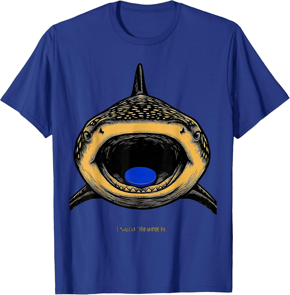 Men's I Peaked This Morning Funny Whale Shark Ocean Animal Humor T-Shirt - Royal Blue