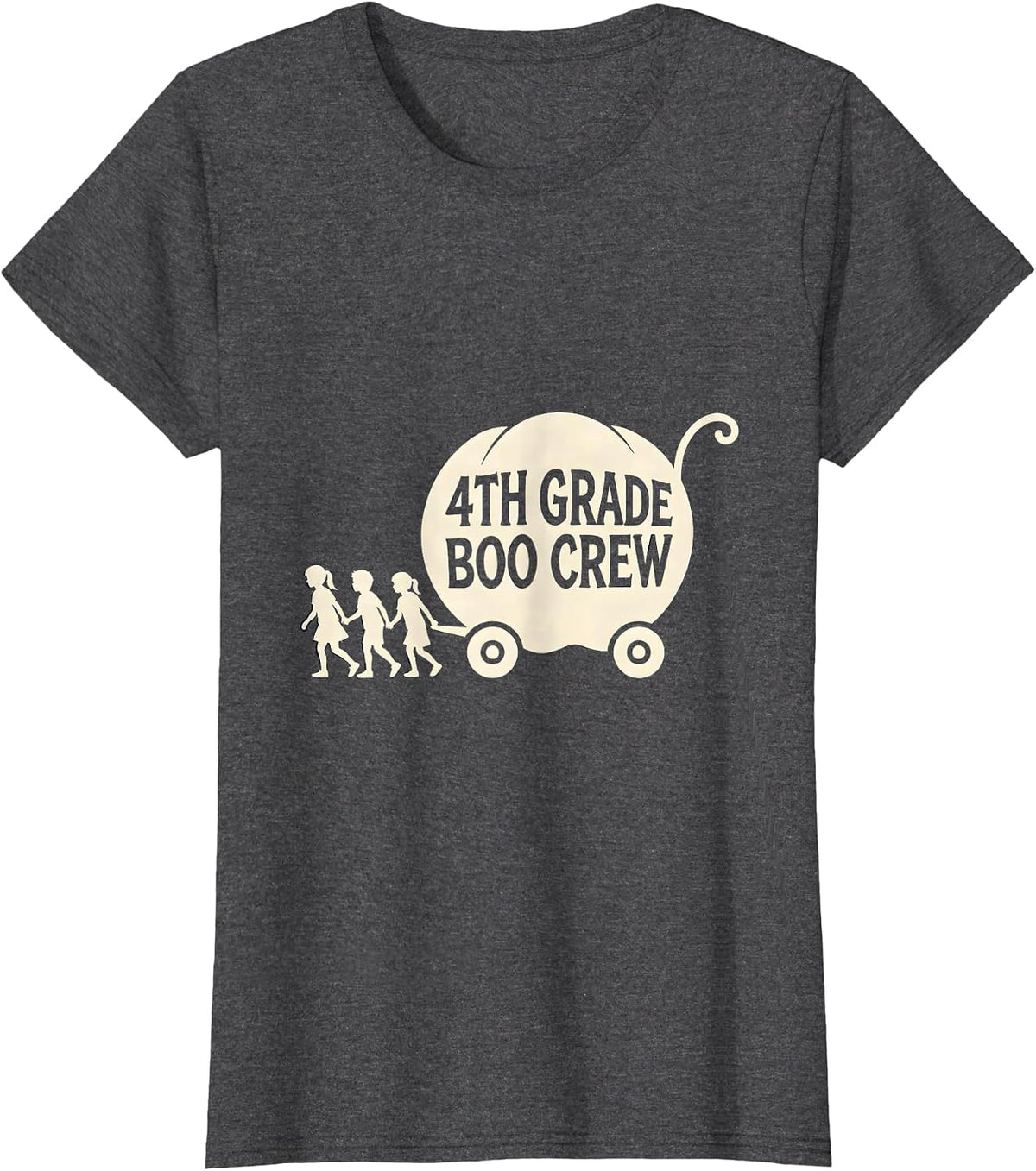 Women's 4th Grade Boo Crew Funny Fourth Grade Teacher Halloween T-Shirt - Dark Heather Grey