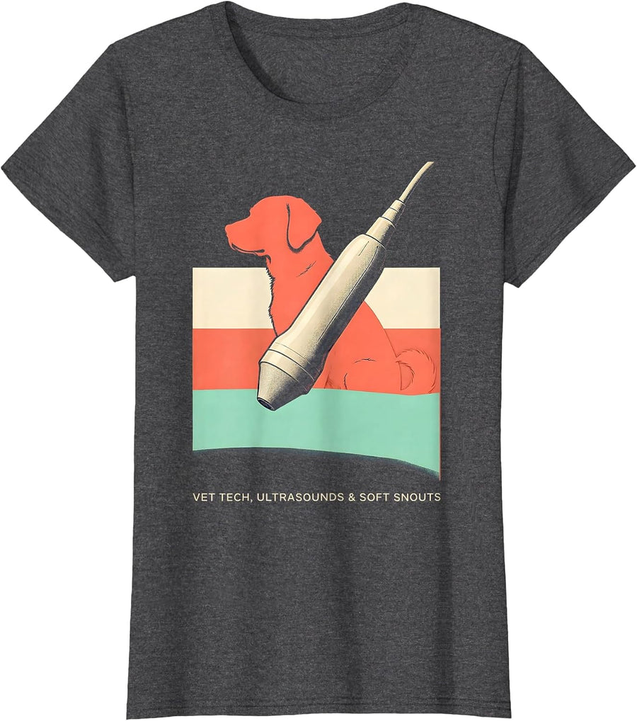 Women's Vet Tech Ultrasounds Soft Snouts Veterinary Technician T-Shirt - Dark Heather Grey