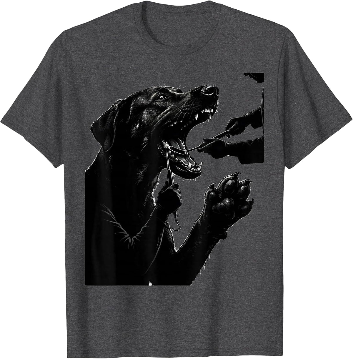 Vet Worker Canine Dental Humor Veterinary Staff Gift T-Shirt - Dark Heather Grey