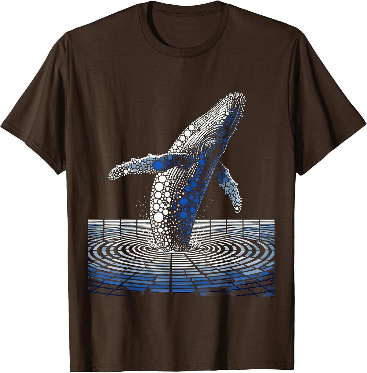 Men's Polka Dot Whale Breaching Ocean Surface T-Shirt - Brown
