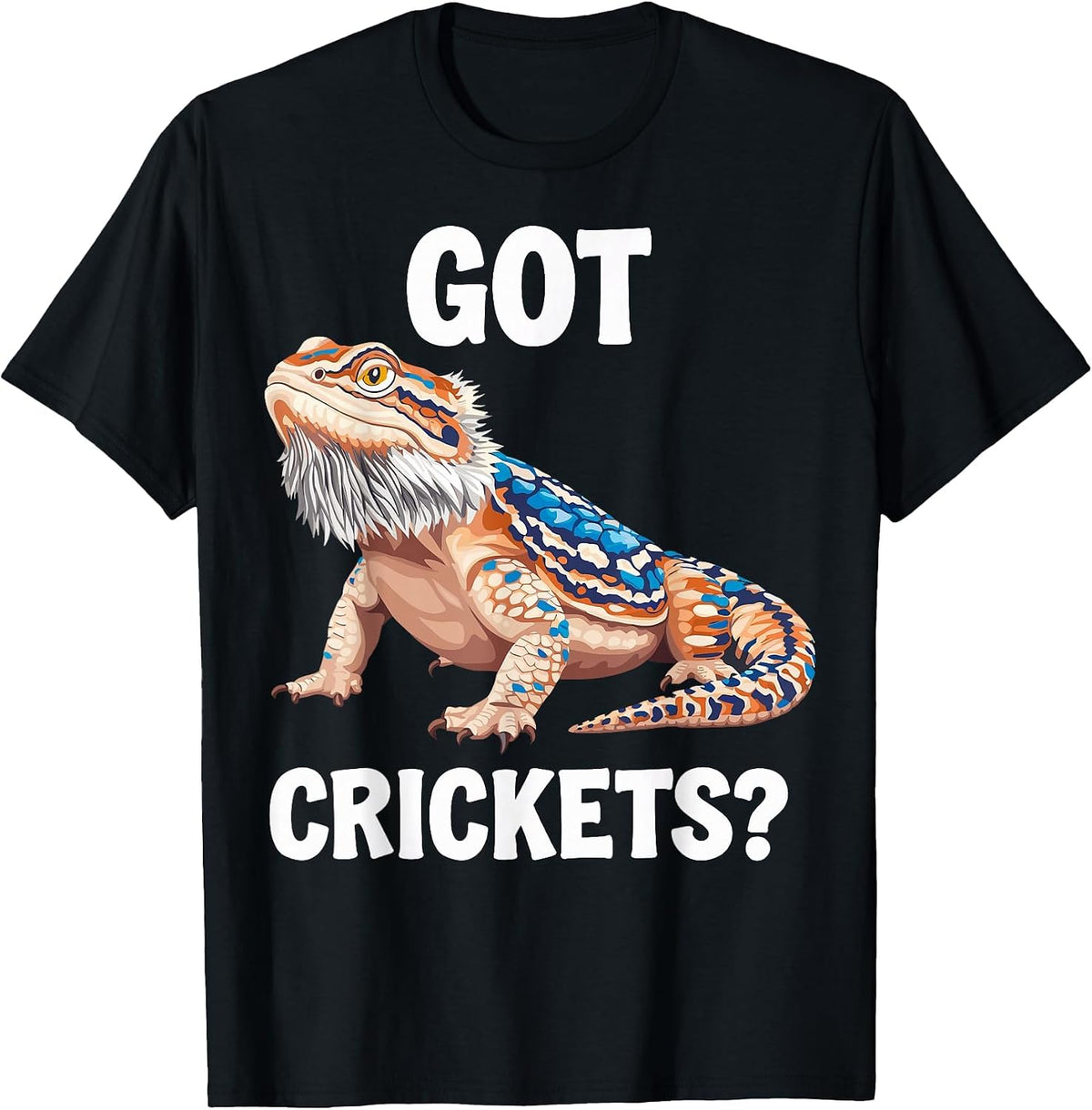Bearded Dragon Lover Retro Got Crickets Tiny Dinosaur T-Shirt - Black