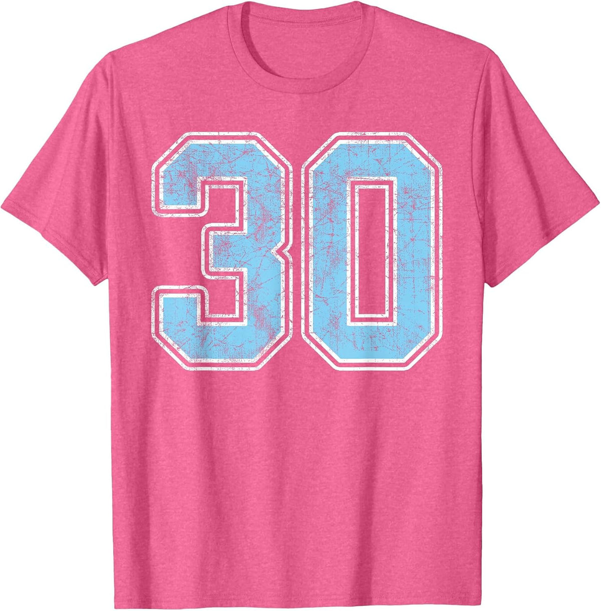 Baby Blue White Number 30 Jersey Player Uniform #30 T-Shirt - Pink Heather