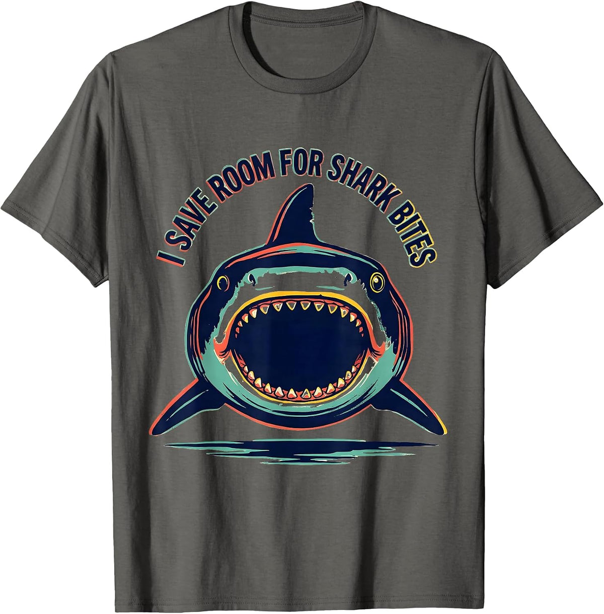 Men's I Save Room For Shark Bites Funny Shark Lover Ocean Wildlife T-Shirt - Asphalt Grey