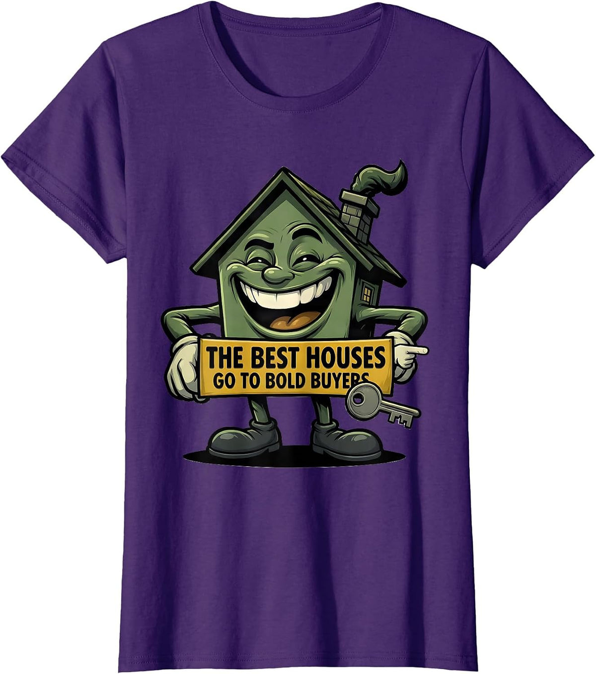 Women's The Best Houses Go To Bold Buyers Funny Realtor Real Estate T-Shirt - Purple