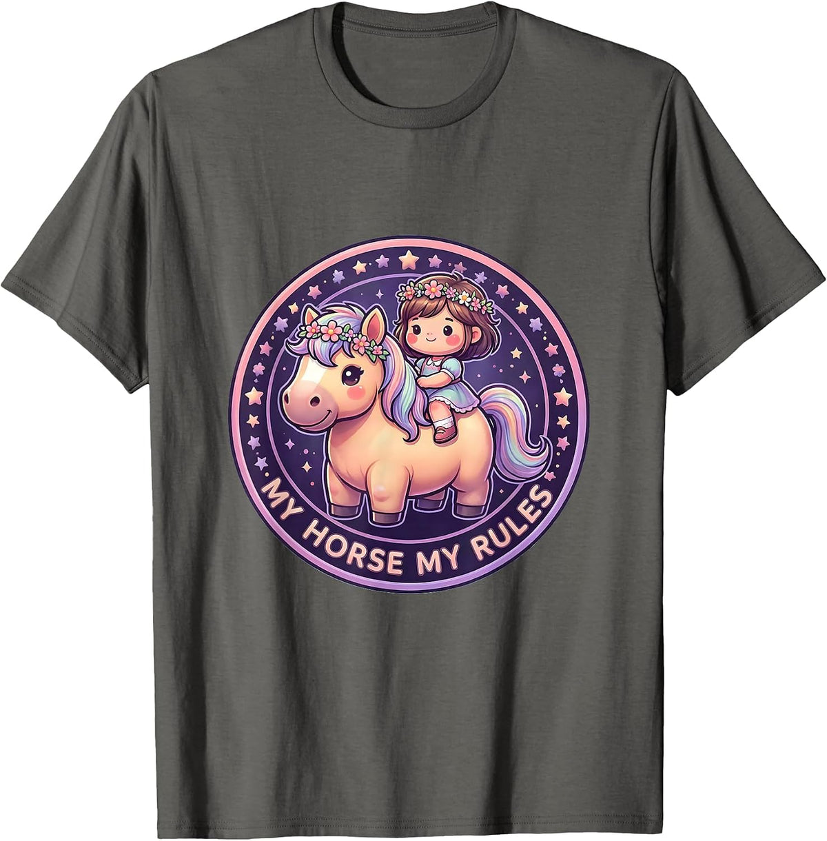 My Horse My Rules Equestrian Rider Design T-Shirt - Asphalt Grey