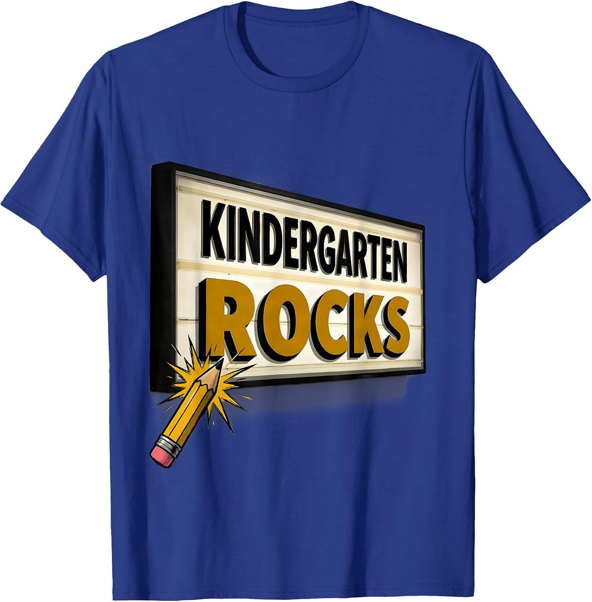 Kindergarten Rocks Playful Pre-K Teacher Kids Back to School T-Shirt - Royal Blue