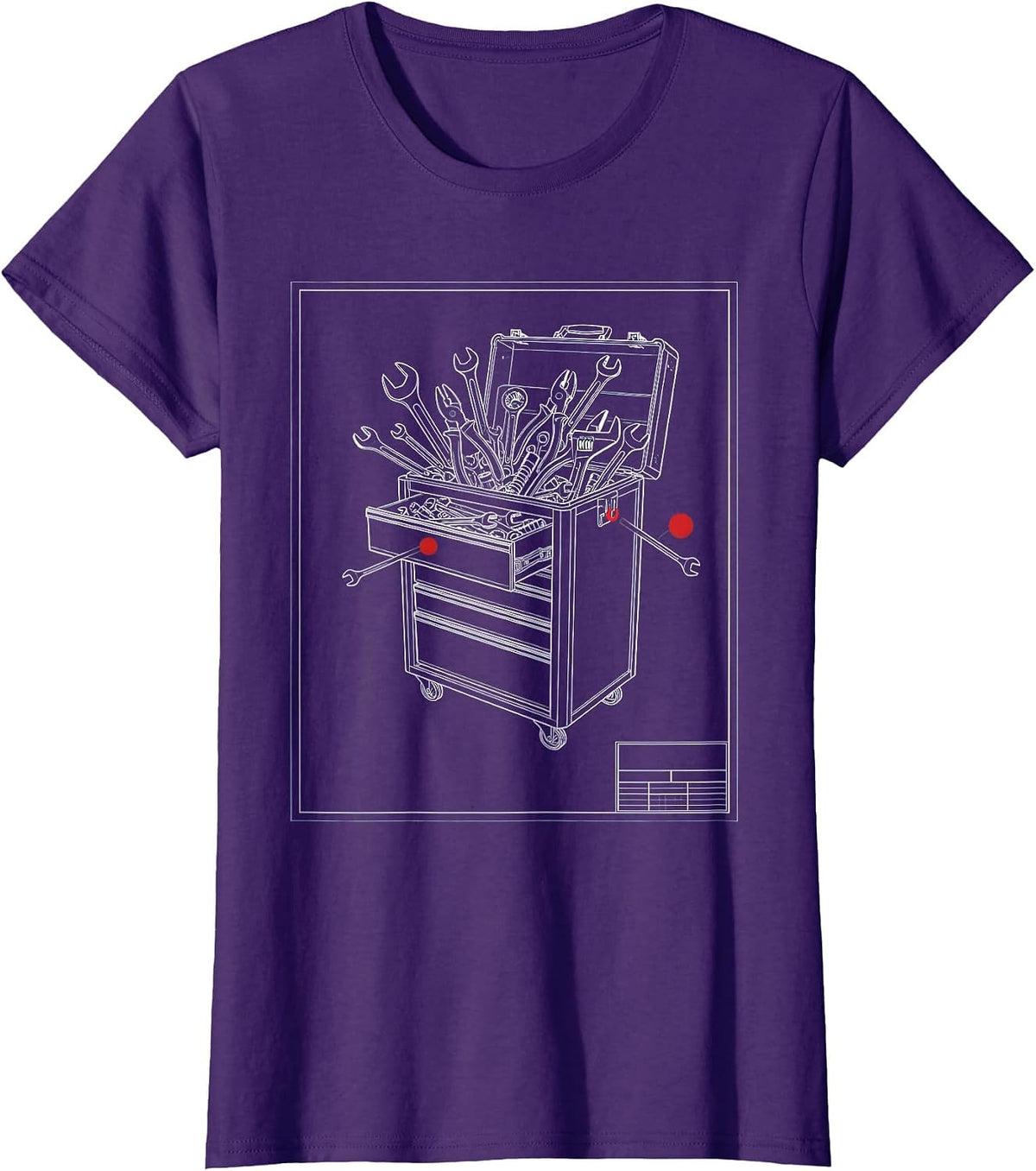 Women's Garage Toolbox Overflowing With Wrenches T-Shirt - Purple