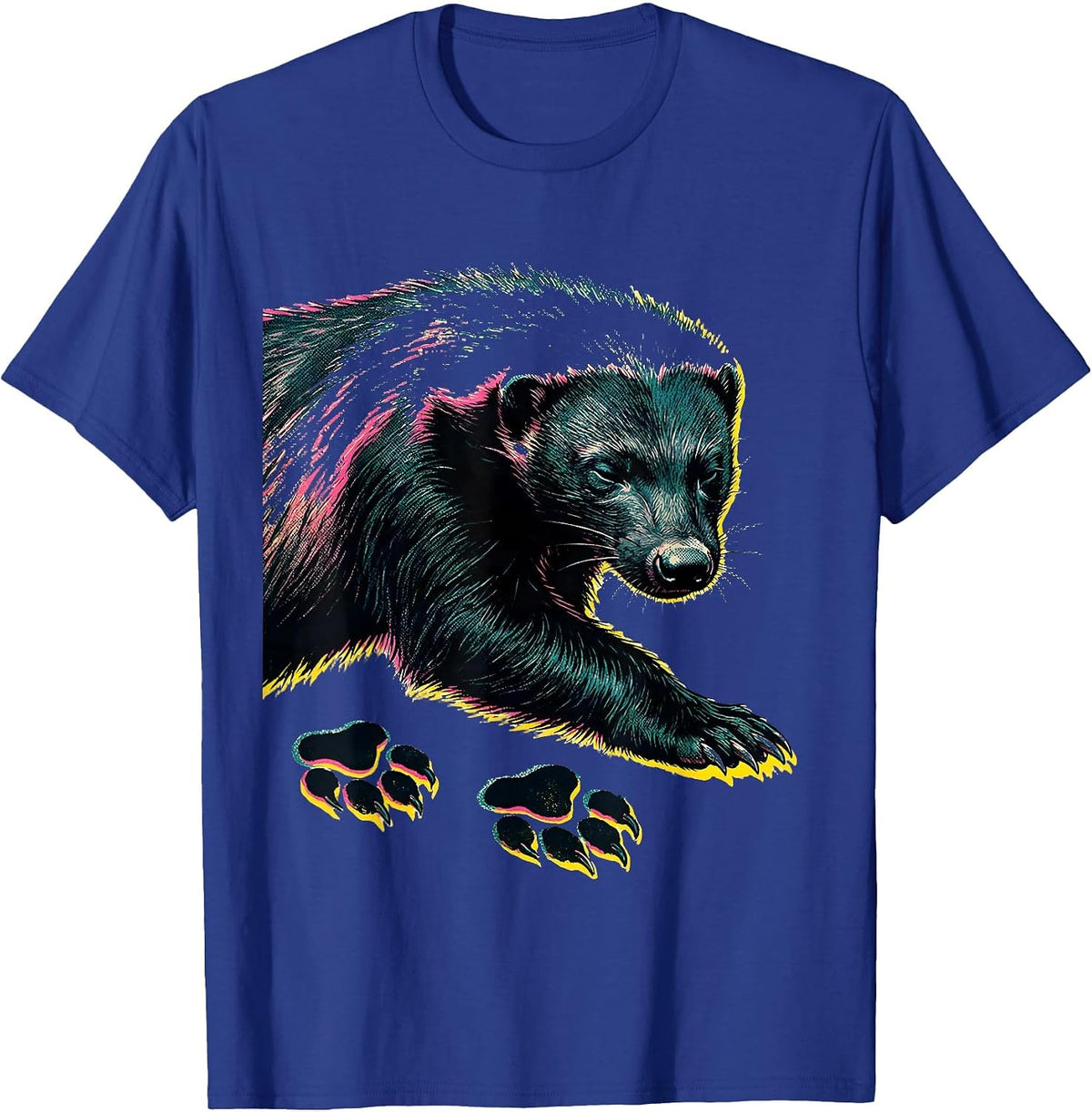 Honey Badger Risograph Animal Humor Meme Lover T-Shirt - Royal Blue