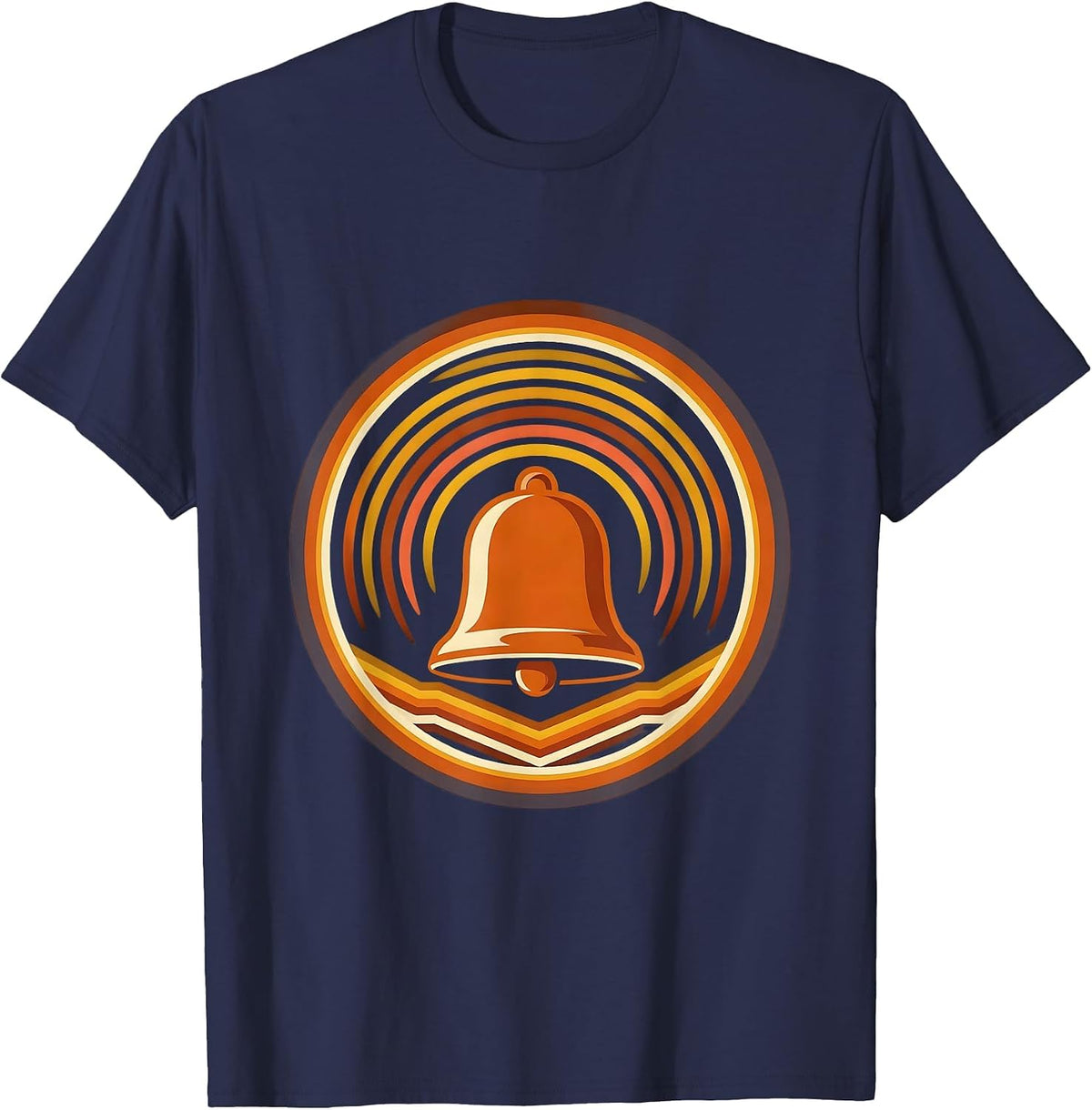 Game Day Giant Bell Ringing Sound Waves Graphic T-Shirt - Navy Blue
