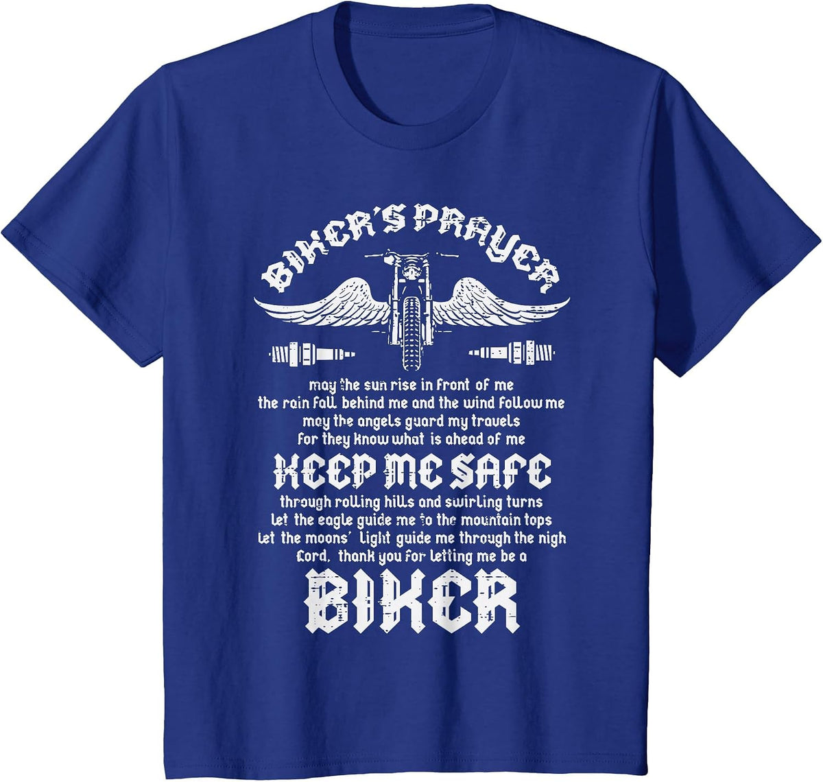 Bikers Prayer Vintage Motorcycle Motorbike Men Women Kids T-Shirt - Royal Blue
