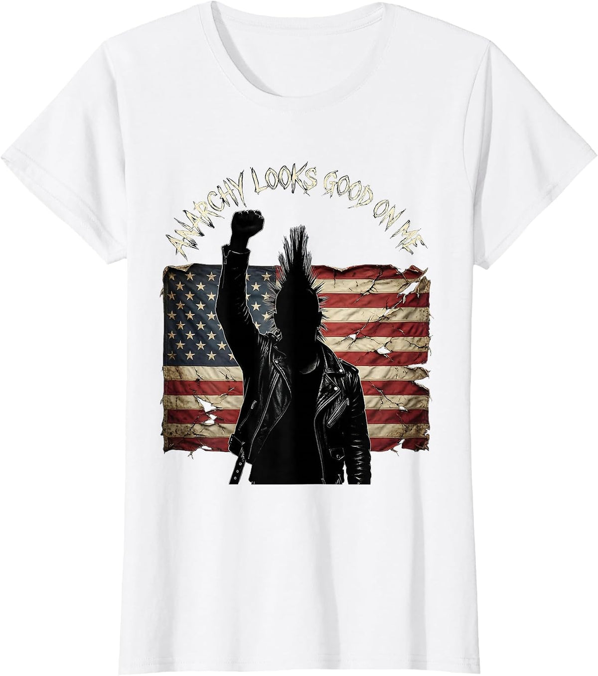 Anarchy Looks Good On Me Punk Design T-Shirt - White