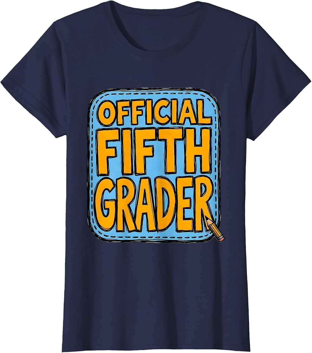 Women's Official Fifth Grader Back To School Kids Teacher First Day T-Shirt - Navy Blue