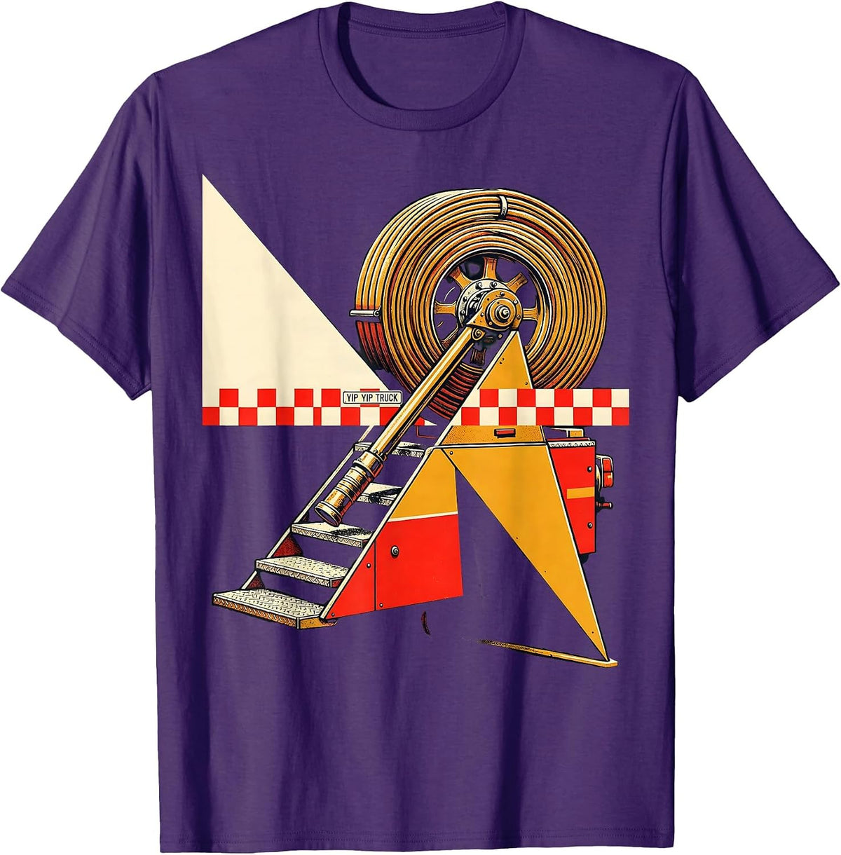 Yip Yip Truck Constructivist Firefighter Humor Fire T-Shirt - Purple