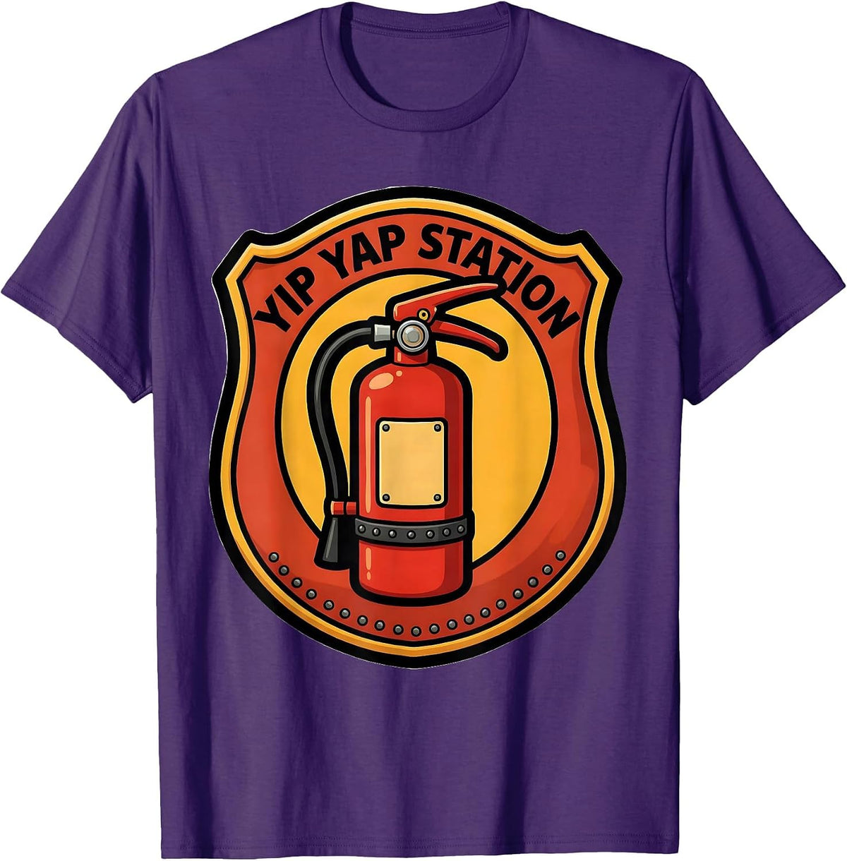 Men's Yip Yap Station Funny Firefighter Humor Fire Department T-Shirt - Purple